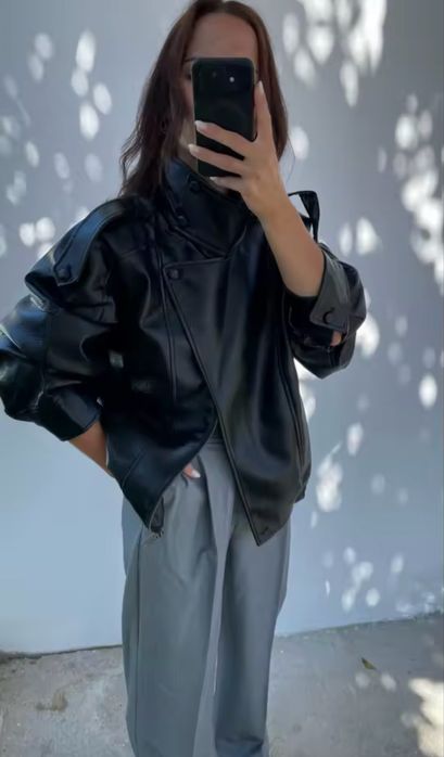 Косуха бомбер куртка шкіра з високим коміром в стилі Zara(м,с,л)люкс!