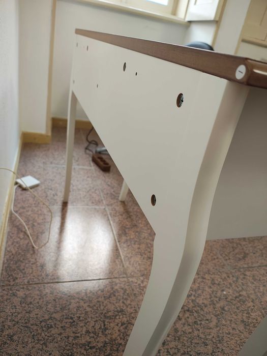 Consola de Entrada com 2 Gavetas Estilo Francês 100x35x76,5 cm Branco e Marrom Escuro