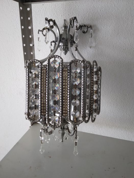 3 Candeeiros cristal com dourados,  como novos