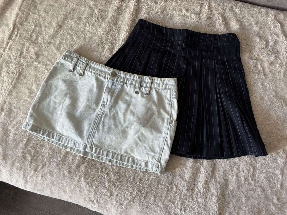 Юбка в складку синяя мини Cropp Аниме юбка Теннисная Xs S + Mango