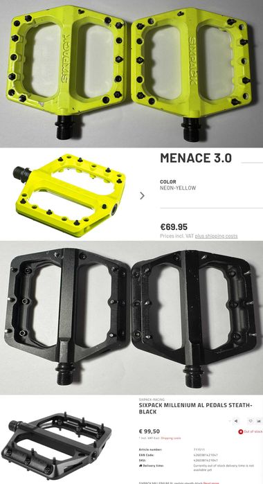 Велосипедні педалі Sixpack Millenium/Racing/Kamikaze/Menace/Skywalker