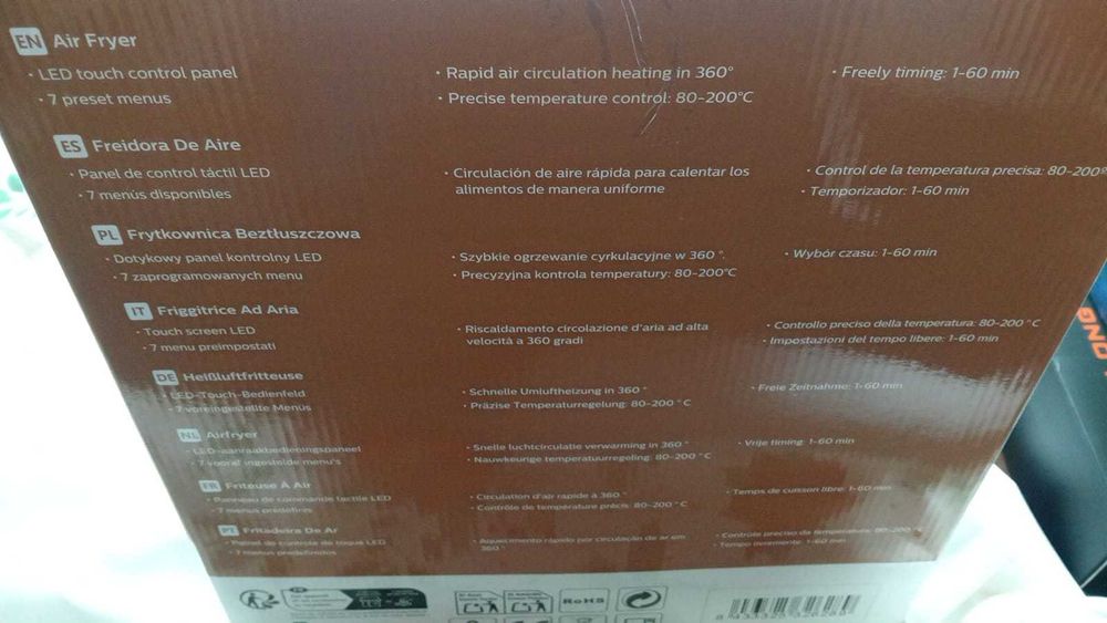 Fritadeira a Ar Aigostar Maha 1900W - 7 Menus - Visor LED - NOVA