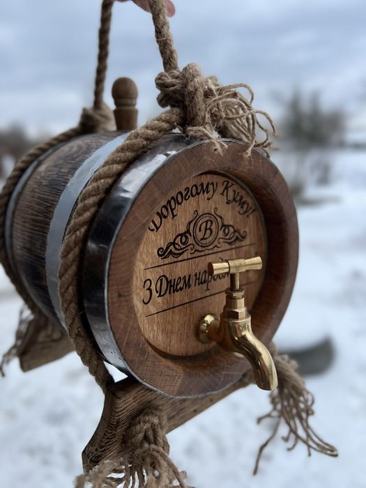 Бочка дубова для кума, дубовая бочка 5, 10, 15, 20, 30, 40, 50 л