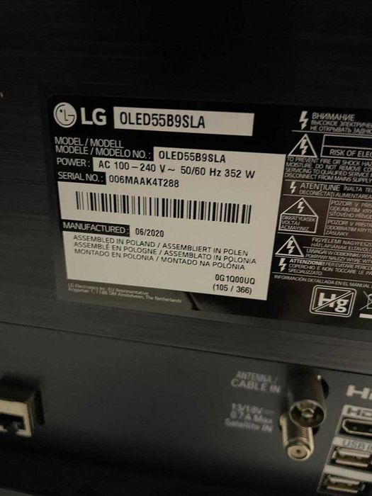 55" 120Гц OLED Сабвуфер LG Смарт Український 55B9 з Німеччини Дефект