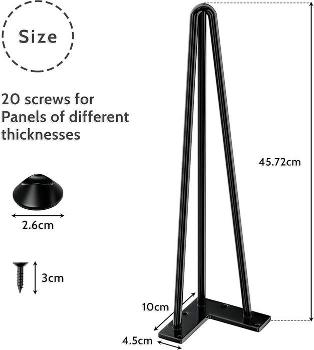 Nogi loftowe hairpin 46cm 4szt nogi nóżki do stołu loftowego plaster