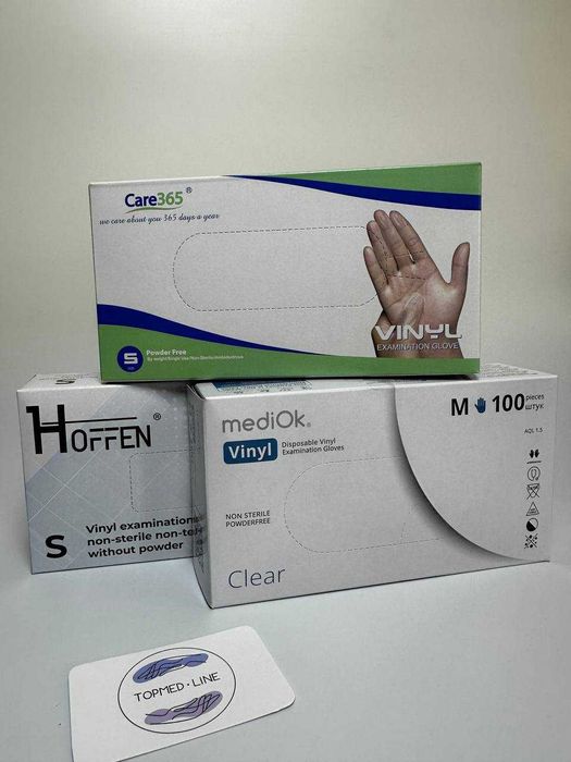 Рукавички вінілові неопудрені одноразові 100 шт.