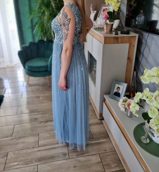 Maya deluxe cekiny tiul  nowa ML niebieska