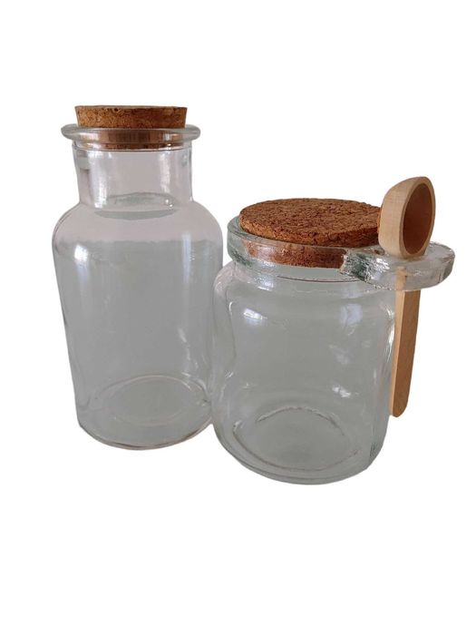 Conjunto 2 frascos de vidro com tampa em cortiça