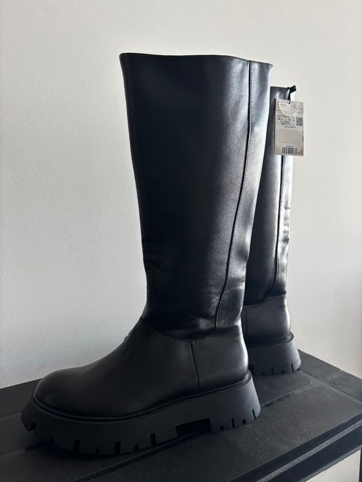 MANGO botas de cano alto em imitação de pele - tamanho 36