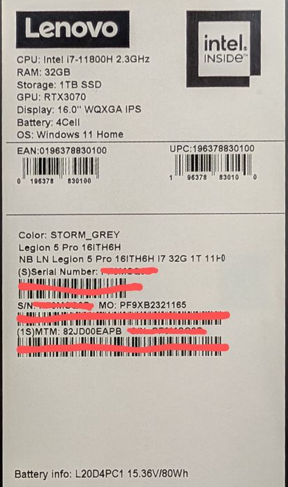 Lenovo Legion 5 Pro | RTX 3070 (140W) | 32GB RAM | 1TB SSD | Idealny