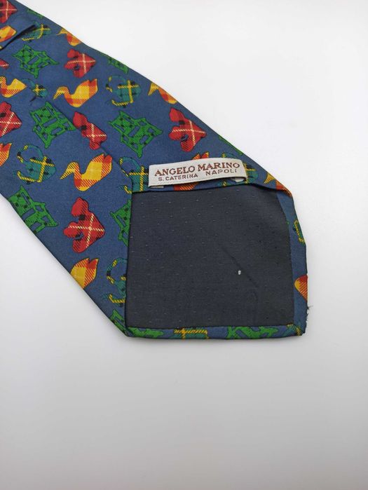 Angelo Marino włoski zielony jedwabny krawat w kaczki mpi19