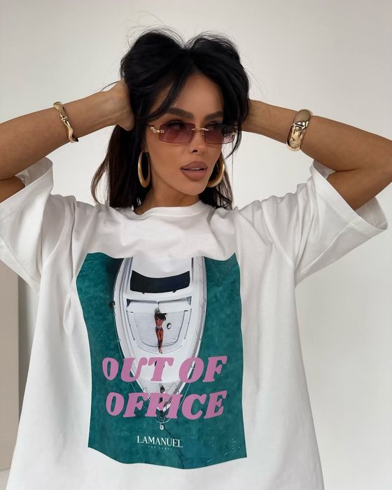 T-shirt LaManuel Out Uni różowy beżowy biały