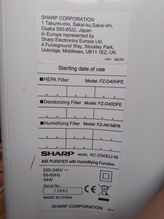 Oczyszczacz powietrza Sharp jonizator nawilżacz NOWE FILTRY