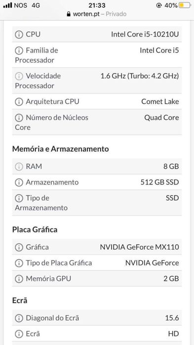 Computador Portátil Hp442792410308290561