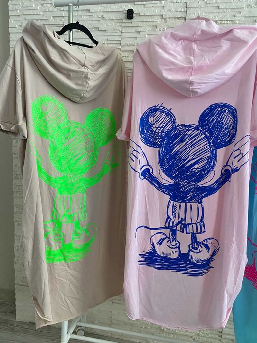 Miss City nowa bluza - tunika asymetryczna Myszka Miki puder