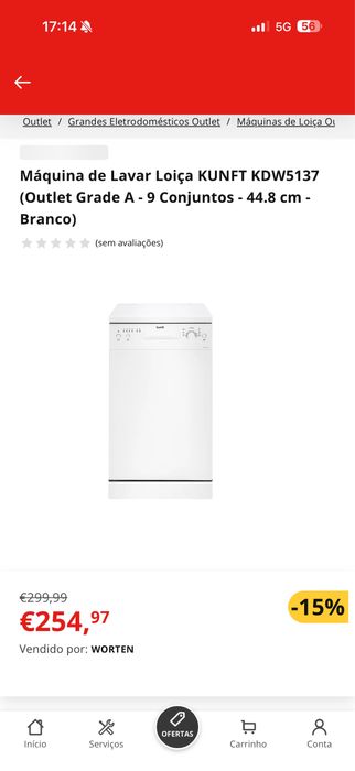 Máquina de Lavar Loiça KUNFT – Slim 45cm – Excelente Estado