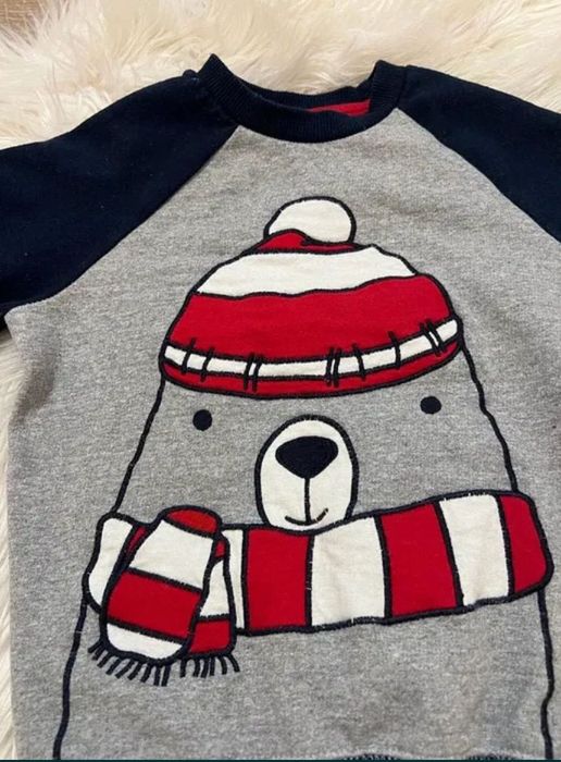 Bluza miś 110 świąteczna zimowa granat szara czerwona mikołaj