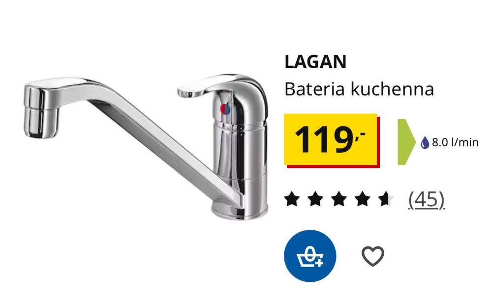 Lagan bateria kuchenna idealna zlew ikea niska kran