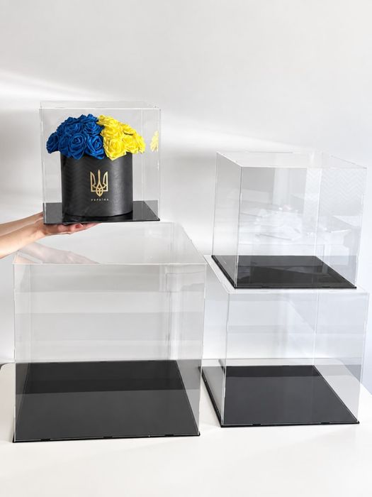 Акриловий куб / бокс 30см, 35см, 40см, 50см для букетів і композицій | Роздріб і ОПТ .