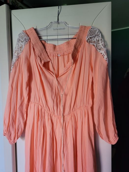 Sukienka M długa vintage z koronką