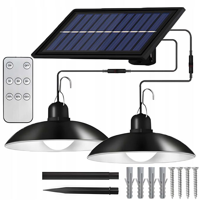Wisząca Lampa Solarna Led 2x Żyrandol Zewnętrzna Ogrodowa Czujnik