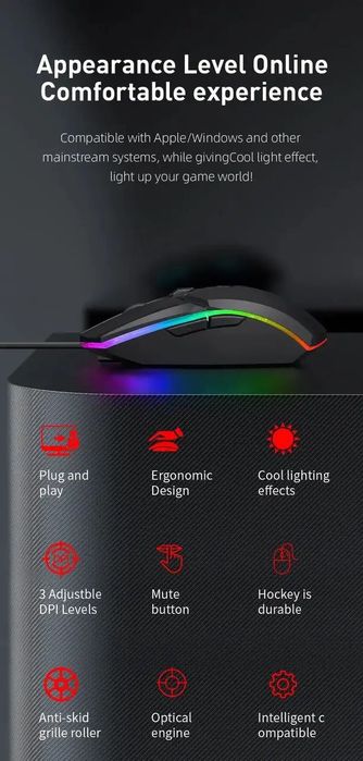 Миша проводова оптична ігрова 1600 DPI на 6 конопок