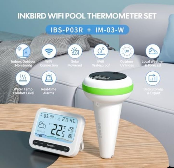Бездротовий термометр для басейну INKBIRD IBS-P03R з монітором IM-03-W