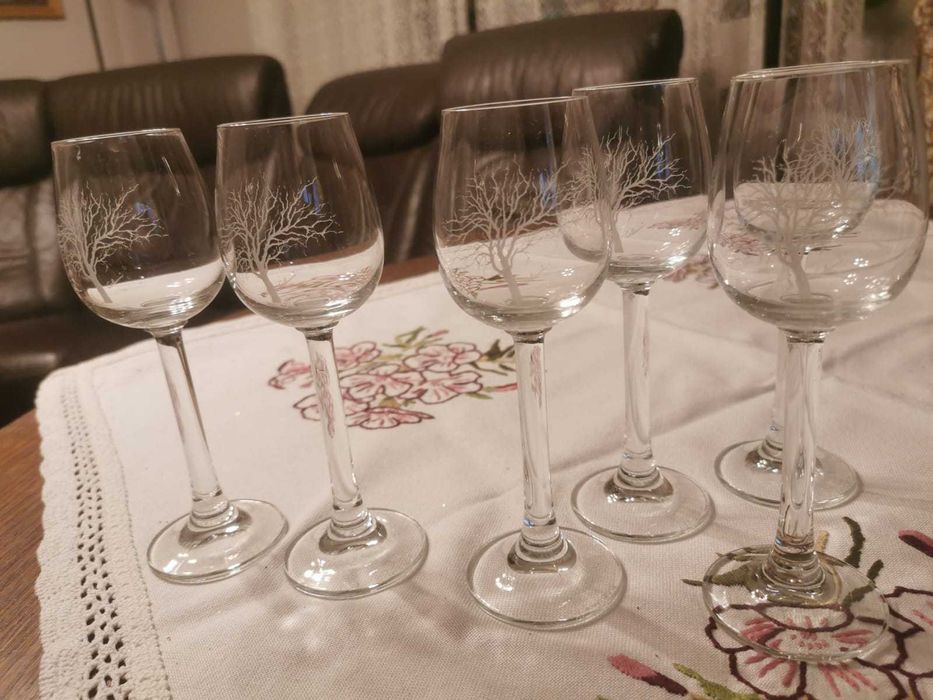 Kryształowe kieliszki z grawerem drzewa cudo 6 sztuk okazja 100ml