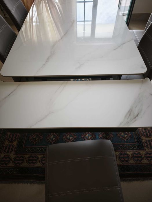 Mesa de jantar extensível retangular com 6 cadeiras