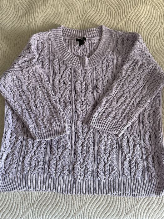 Sweter z 3/4 rękawem liliowy fioletowy XL H&M