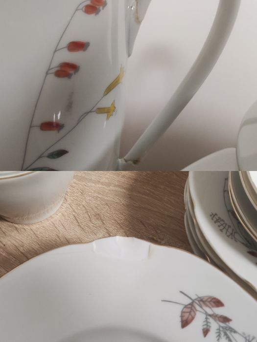 Kolekcja PRL serwis obiadowo-kawowy Ćmielów kwiatowy