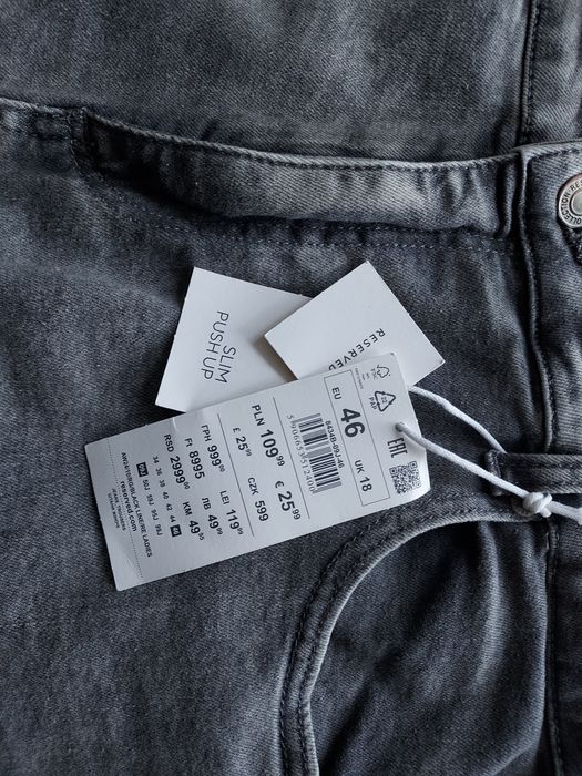 Spodnie jeansy damskie Reserved szare popielate nowe rozmiar 44-46