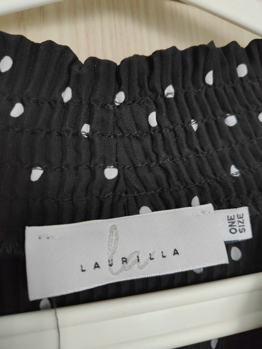 Czarna plisowana sukienka mini w kropki, Laurella, one size