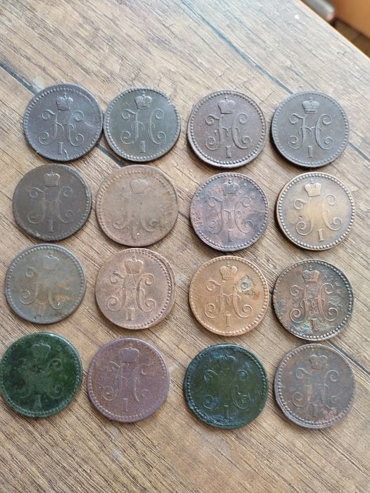 Медная царская монета 1 копейка серебром 1841/1842/1843/1844г.