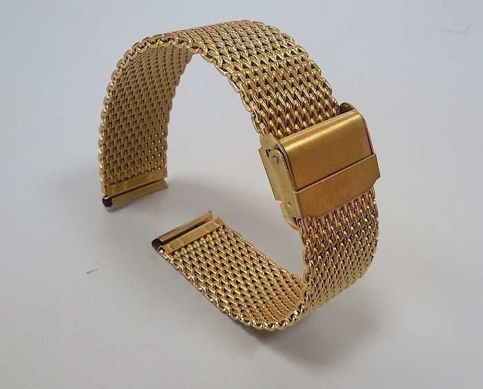 Bransoleta mesh do zegarka 18mm 20mm 22mm złota siatkowa PVD milano