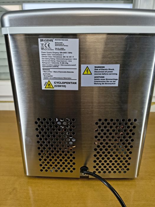 Kostkarka do lodu Brandson – wolnostojąca, stal nierdzewna