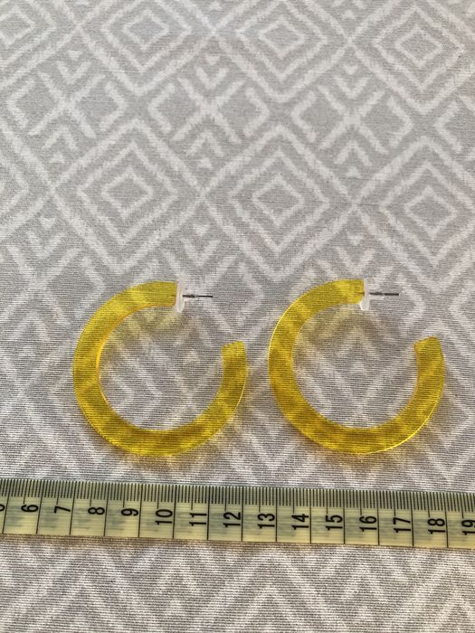 Kolczyki duże żołte koła przezroczyste wiszące