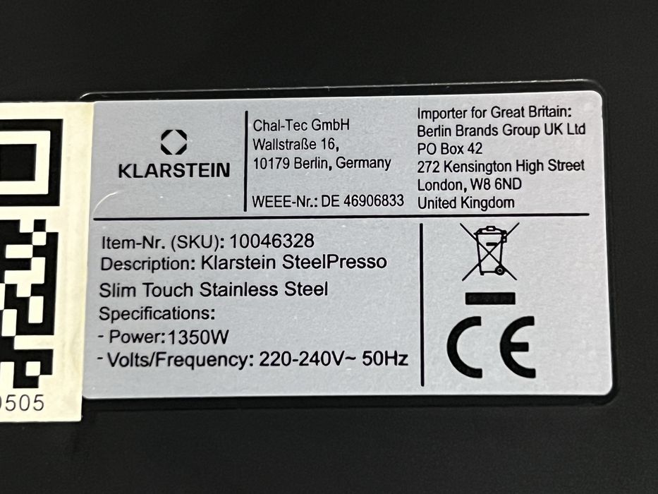 Кавоварка з Німеччини Klarstein SteelPresso Slim 10046328