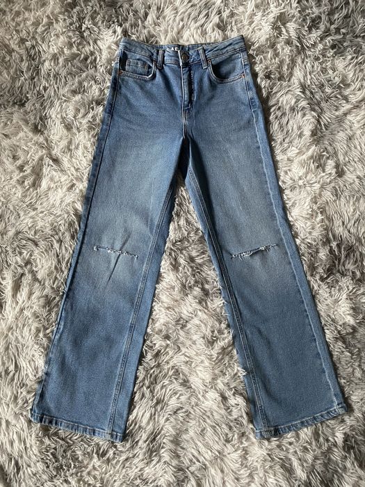 Jeansy z rozdarciami na kolanach szerokie XS 34 lab industries