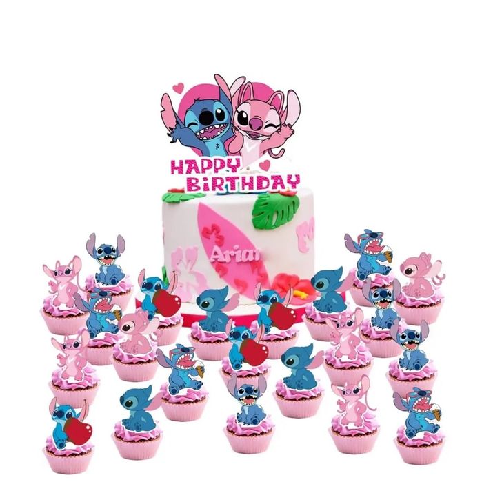 Topper STITCH 13 szt. na tort Urodzinowy/Muffinek