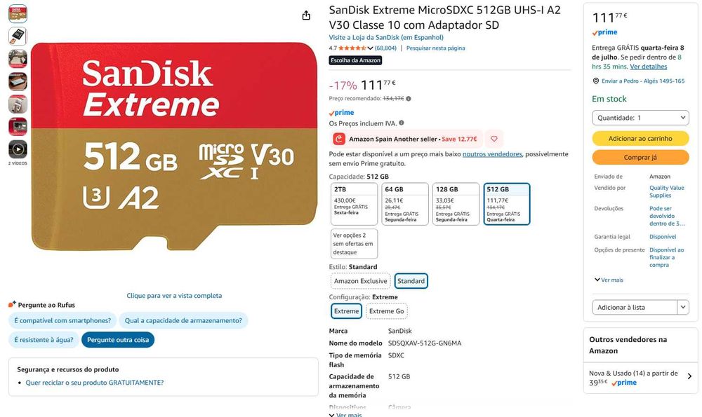Portátil Microsoft Surface Pro 6 capa Platina | i5 8th Gen | 8GB RAM  | 256GB SSD + 512GB micro SD