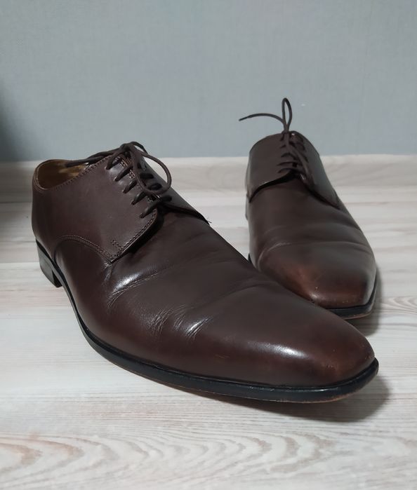 Мужские кожаные коричневые туфли на шнуровке John Lewis размер 45-46