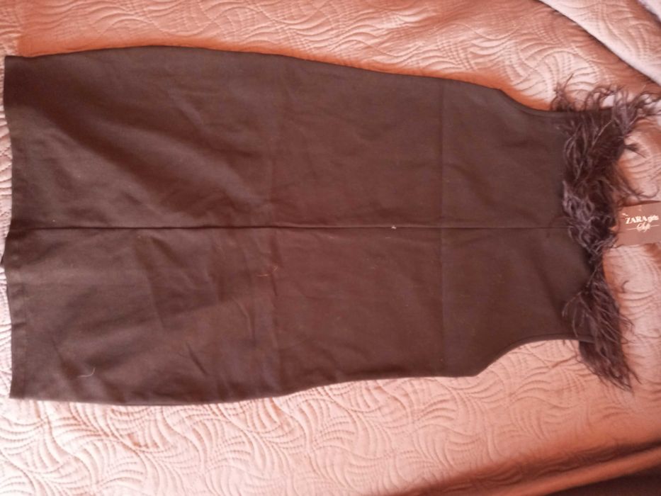 ZARA Nowa sukienka czarna z piórami r 158 164