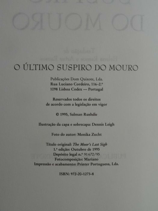 O Último Suspiro do Mouro de Salman Rushdie - 1ª Edição