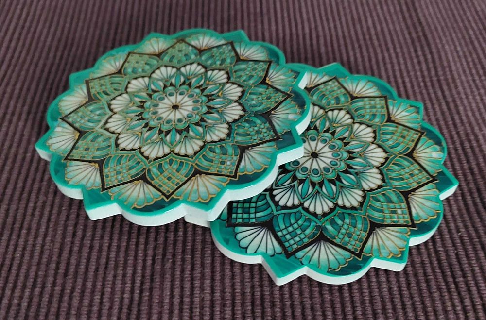 Nowe podstawki ceramiczne mandala 10 cm - 2 szt.