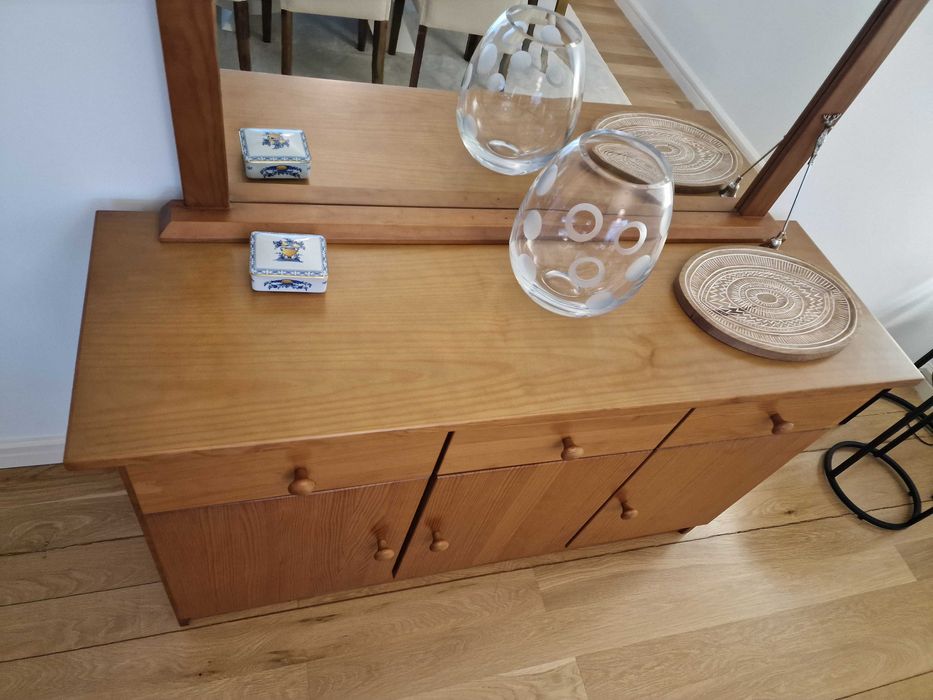 Aparador em Madeira Maciça com Espelho  - Cor Mel | Excelente Estado