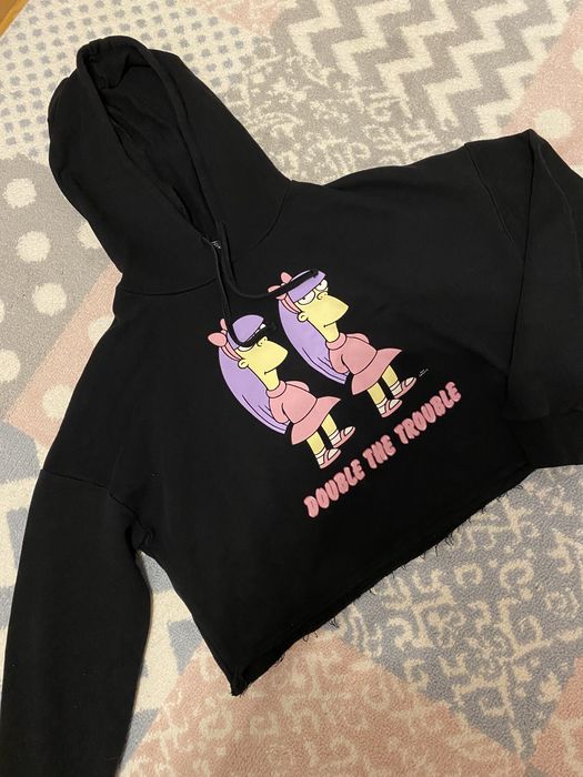 Bluza krótka crop top oversize czarna The Simpsons Bershka M 38