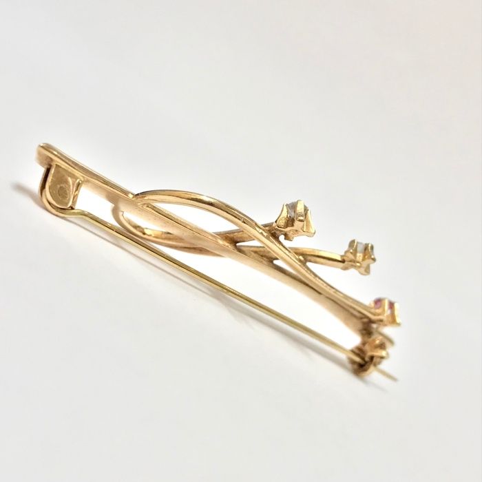 Złota BROSZKA 14K 585 piękny AMETYST cudowna ART DECO