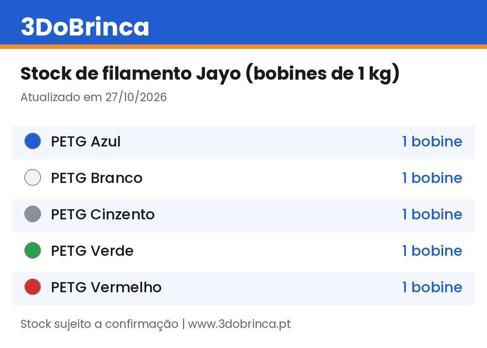 Filamento 3D Jayo PETG 1kg - varias cores