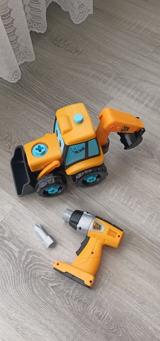 Koparka Koparko Ładowarka Moje Pierwsze JCB Odkręcane Śruby Wiertarka Wkrętarka Teamsterz